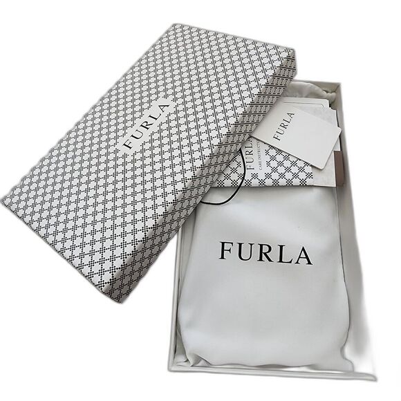FURLA Gray Leather Long Zip Around Wallet with Box Dust Bag Tags - Picture 11 of 11